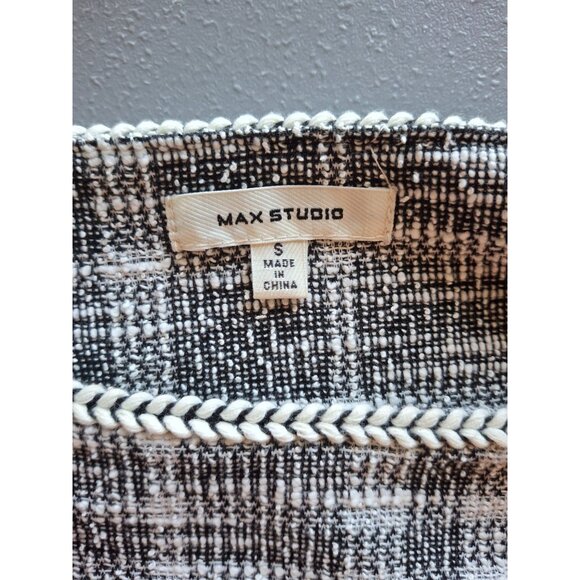 Max Studio Textured Top Black White Plaid S 3/4 Sleeve Retro Glam Lagenlook - Picture 3 of 7